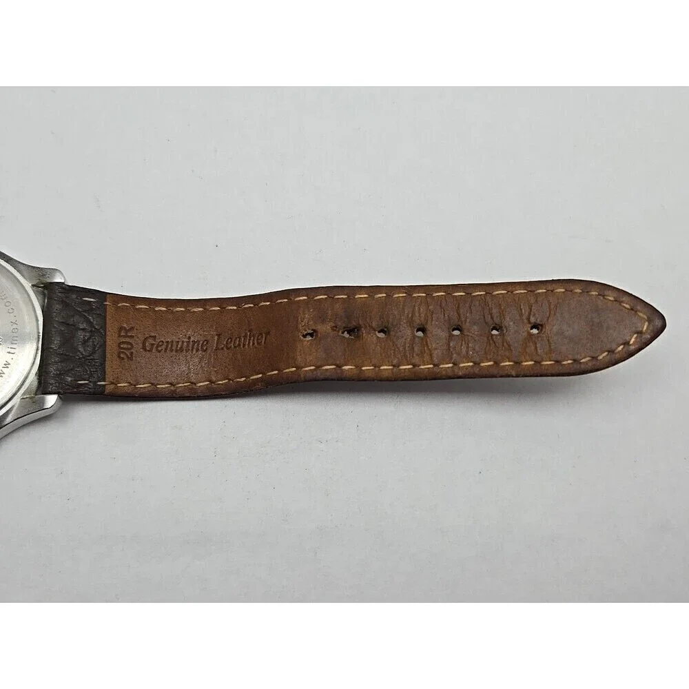 Timex Expedition Indiglo WR50M Date Field Watch Quartz New Battery Leather Strap